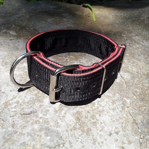 2" wide 4 ply nylon buckle Dog Collar American Bully Pit Bull Bulldog BLACK RED various SIZES