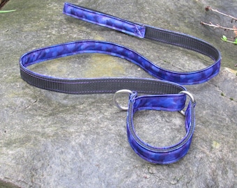 Double Ring Lure coursing slip lead leash barn hunt agility fast cat flyball dog sports BLUE PURPLE HAZE