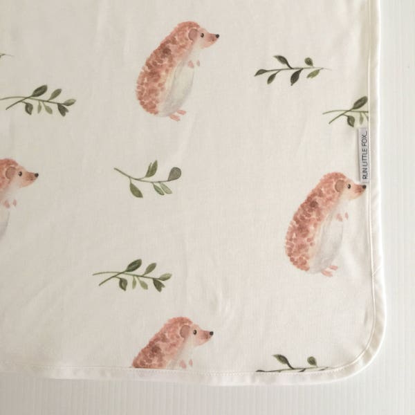 Ex Large Organic Cotton Baby Blanket/Wrap Swaddle - Sweet Hedgehog