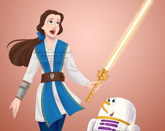 Jedi Knight Belle Art Print - Beauty and the Beast