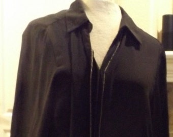 SALE Womens Black Sheer Blouse Goth XL 90's