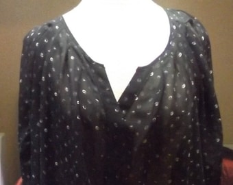 SALE Black Sheer Button Down Shirt See Through Top Plus Size