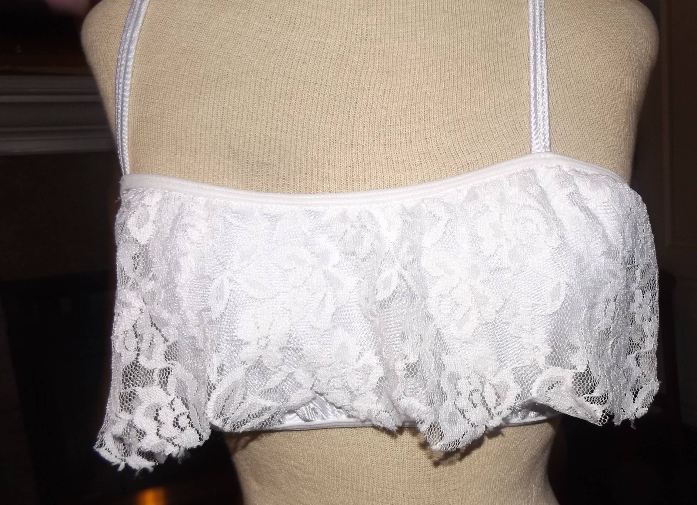 White Lace Bralette Lolita Bandeau Halter Bra Large | Etsy