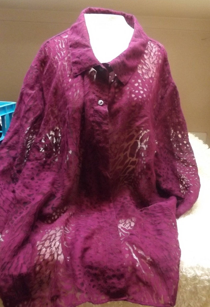 SALE Womens Purple Semi Sheer Plus Size Blouse Top 30W 32W