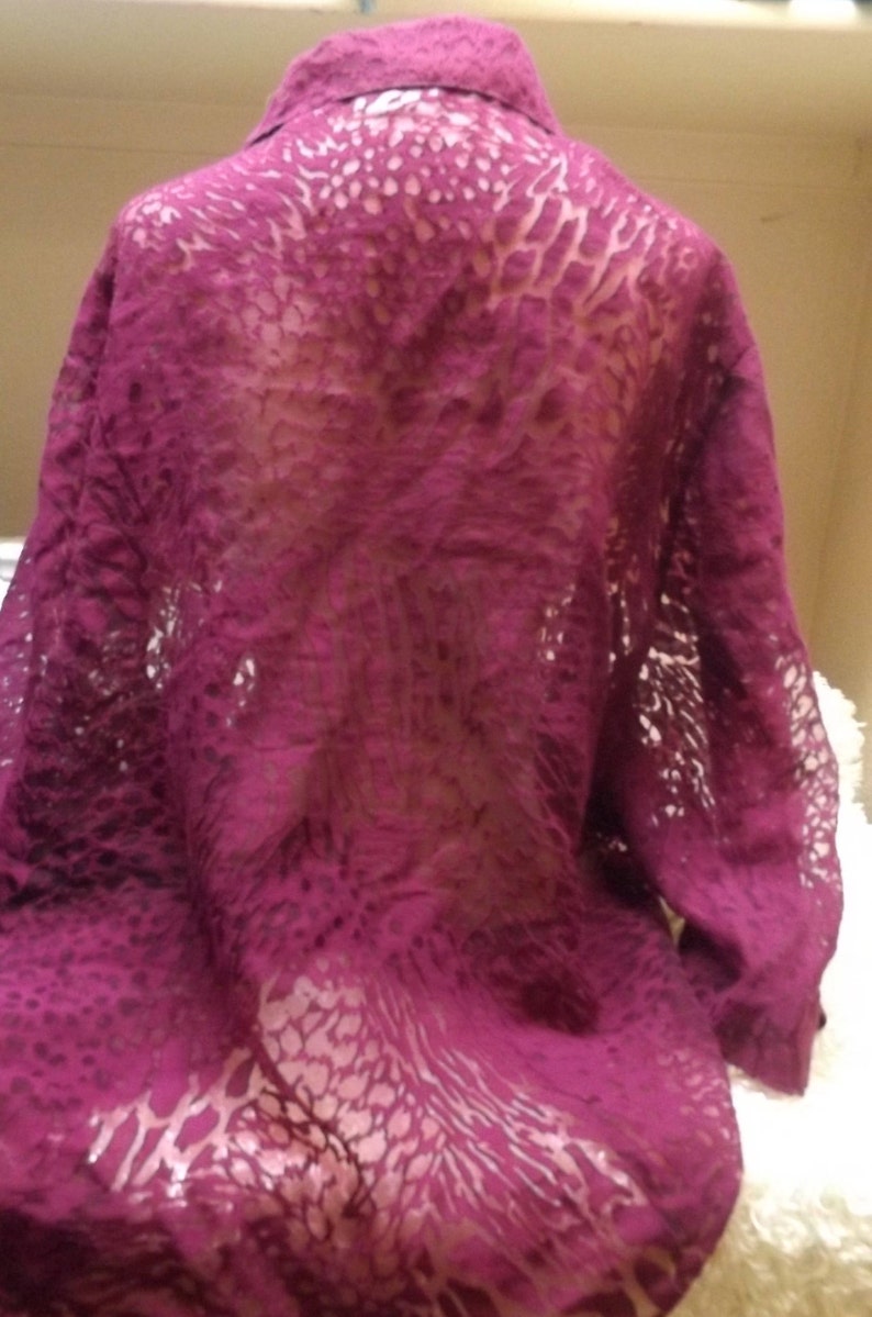 SALE Womens Purple Semi Sheer Plus Size Blouse Top 30W 32W