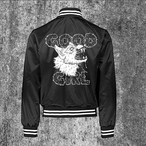 black satin baseball jacket