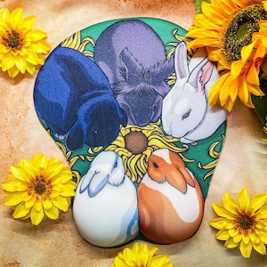 Bunny Sunflower 3D Mousepad