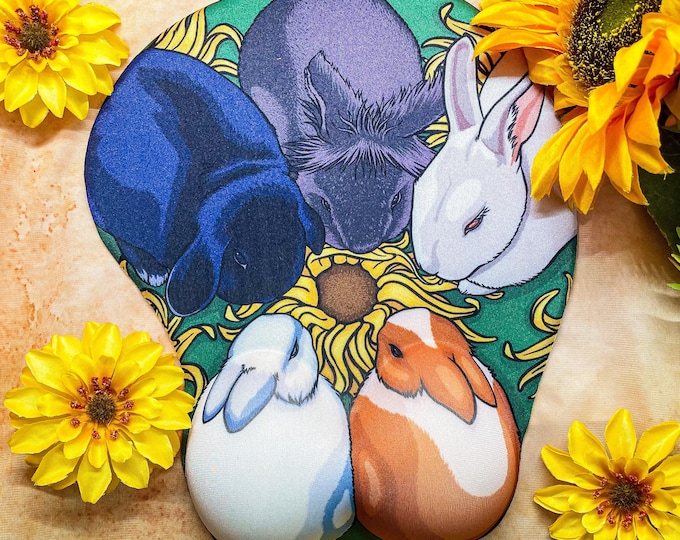 Bunny Sunflower 3D Mousepad