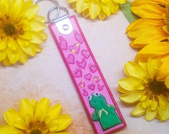 Kermit Heart Emoji Embroidered Keychain Sensory Strip