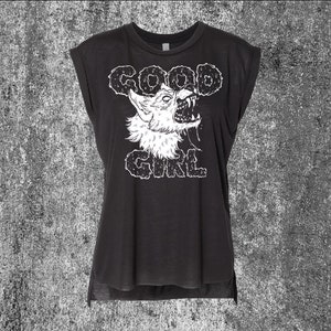 Good Girl Black Women&#39;s Flowy Muscle Tank Top