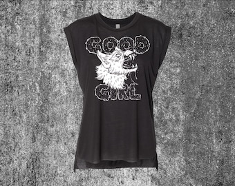 Good Girl Black Women's Flowy Muscle Tank Top