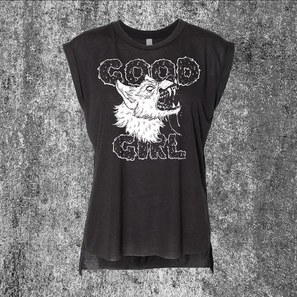 Good Girl Black Women's Flowy Muscle Tank Top