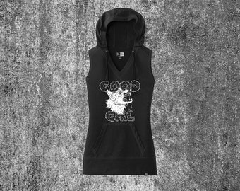 Good Girl Ladies Black Hoodie Tank