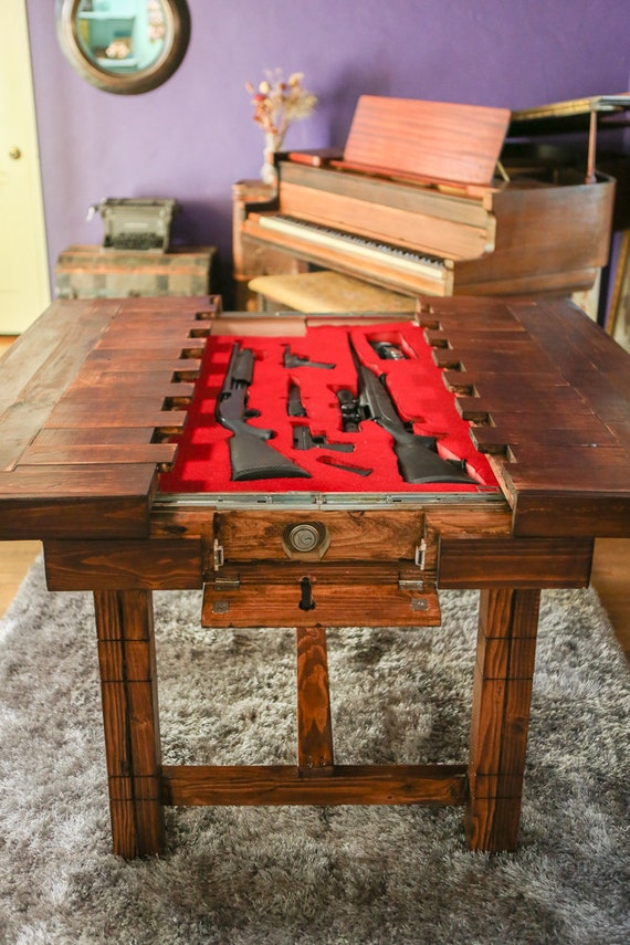 Dining Height Secret Compartment Table For Storing Guns Or Etsy
