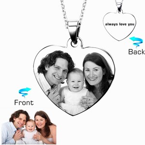 Personligt gratis graverat fototext hjärtahänge halsband namnbild mors dag anpassad present med gratis ask anpassade smycken present