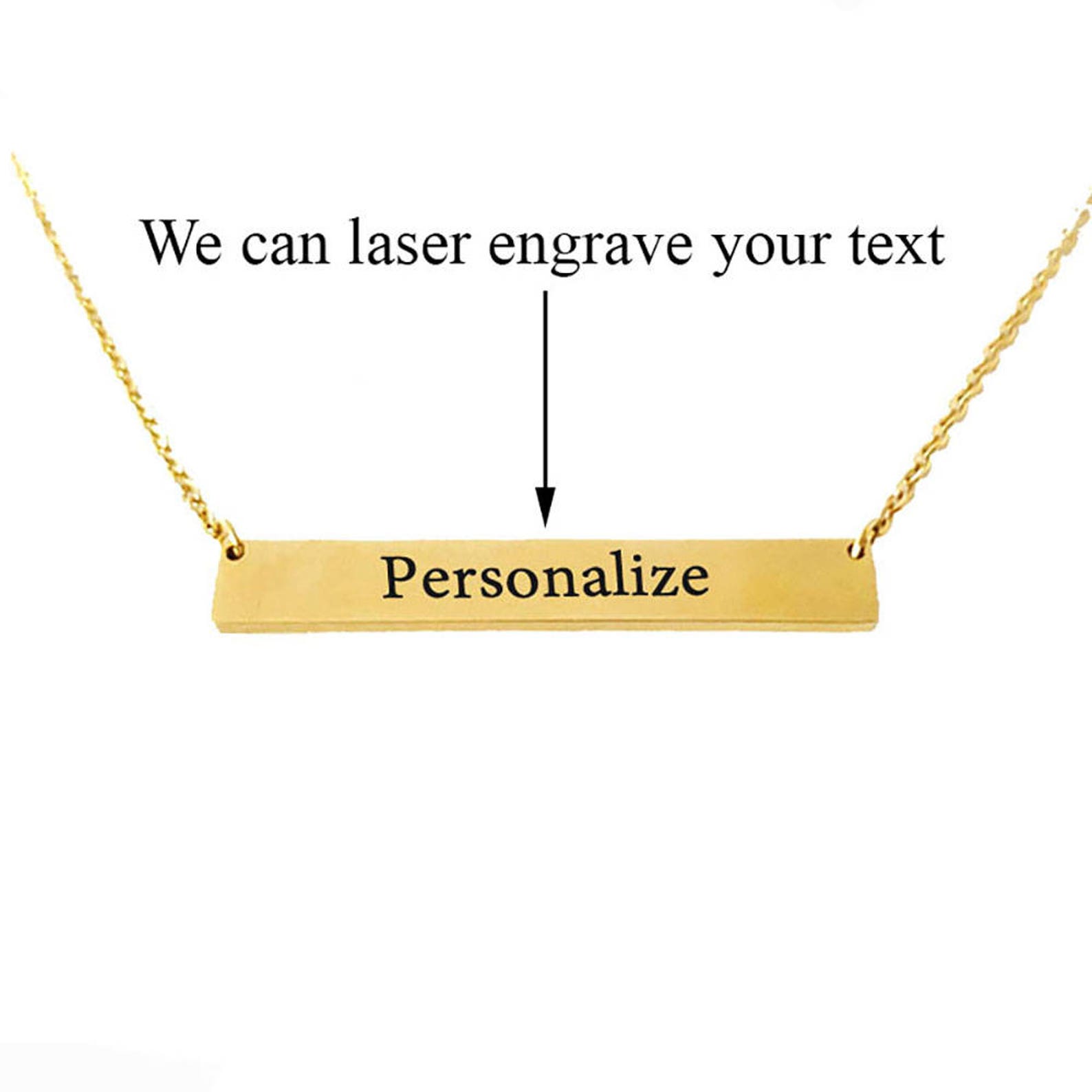 Personalized Free Engraving Horizontal Bar Pendant Chain - Etsy