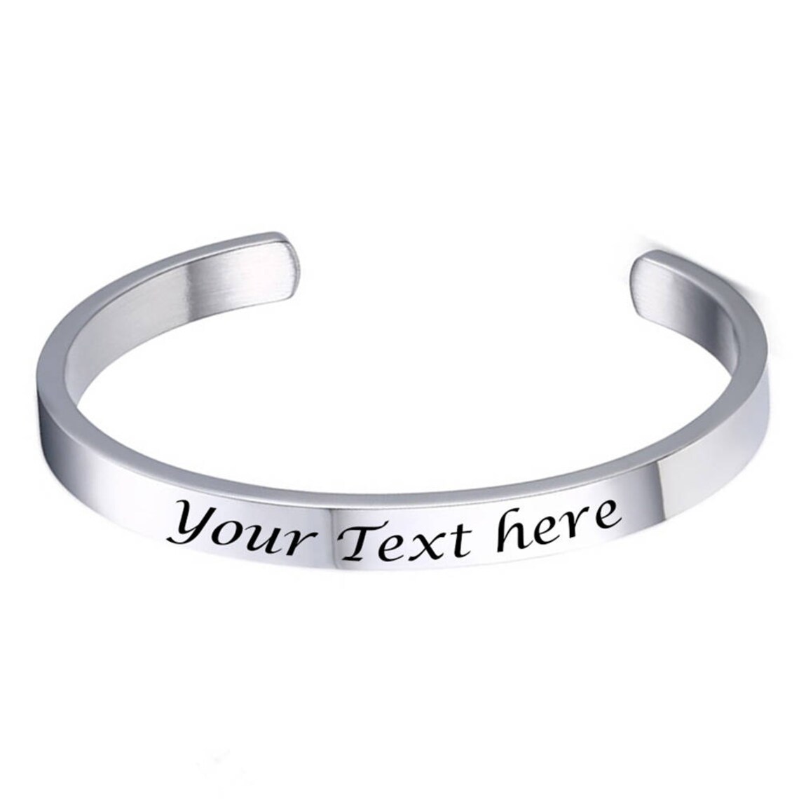 Stainless Steel Cuff Bangle Bracelet Link ID Bracelet Custom Etsy