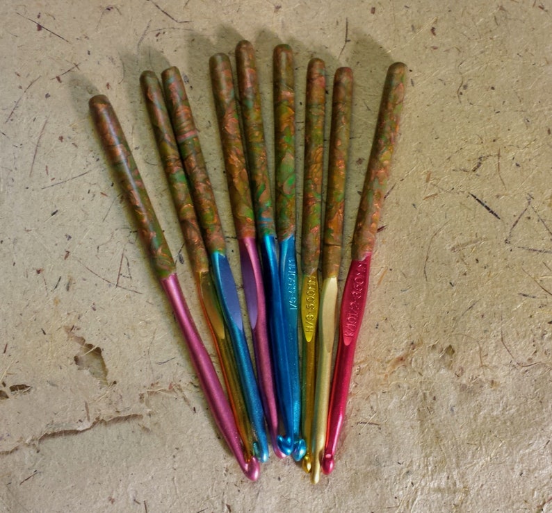 Copper /& Green Crochet Hooks