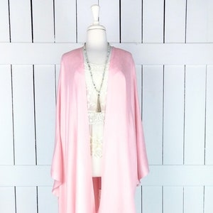 Pink solid pashmina kimono cover up jacket with custom fringe and color