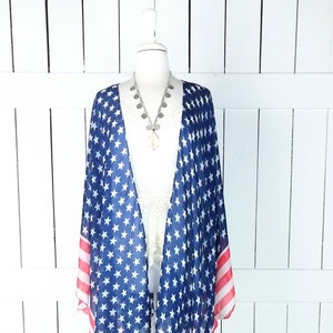 American Flag Print Lightweight Sheer Kimono Cardigan Cover Up - Etsy