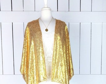 Gold sequins kimono cover up tunic top with custom length and color