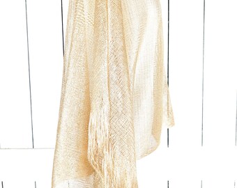 Gold metallic mesh kimono pullover top