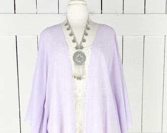 Sheer chiffon lavender kimono cardigan cover up