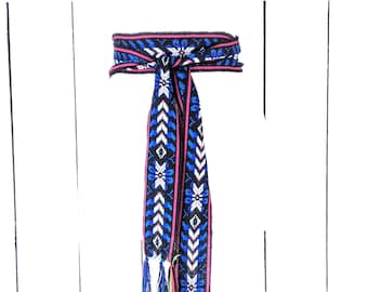 Woven Ikat boho fabric long sash scarf belt