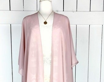 Roze doorzichtige chiffon kimonovestjurk cover-up