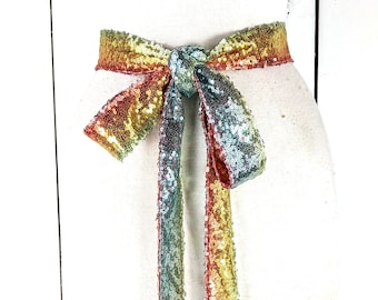 Red Sequins Skinny Long Sash Tie Necklace Choker Belt - Etsy display picture 1