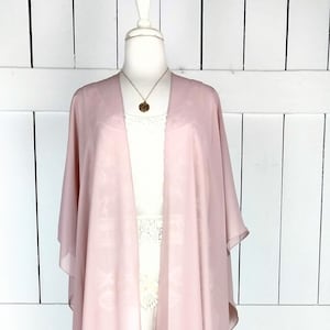 Pink Sheer chiffon kimono cardigan dress cover up