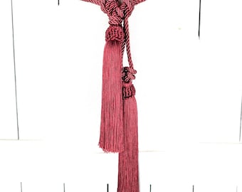 Cinturón de corbata con cordón de borla sedosa de doble trenzado y cuerda sedosa