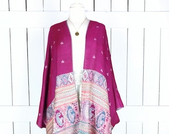 Striped paisley pashmina kimono cover up