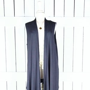 ユニセックス ストレッチ ジャージー ニット ロング ダスター カーディガン ベスト