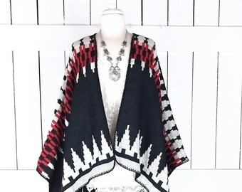 Tribal Aztec blanket kimono cover up cardigan wrap jacket