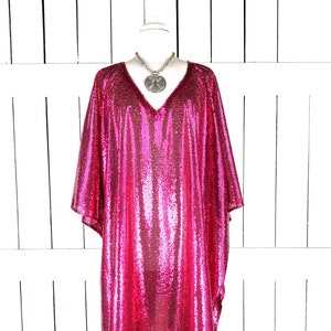 Pink sequins kimono caftan cover up tunic top