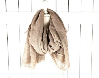 Gauzy crinkled cotton oversized  wrap shawl scarf
