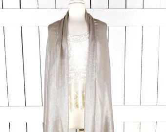 Beige grey silver oversized fringe wrap shawl scarf