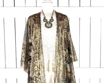 Gold and black sequin sheer kimono cover up jacket READY TO SHIP