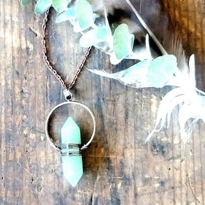 Green Aventurine crystal moon pendant natural crystal necklace