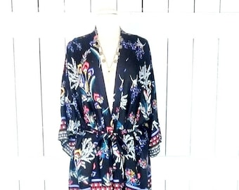 Floral Paisley Print Kimono Cardigan - Bohemian Rayon Cover Up