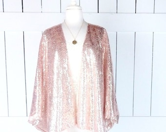 Rose gold sequins kimono cover up tunic top with custom length and color