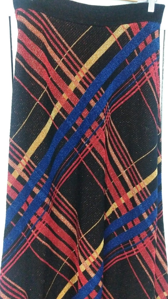 Vintage striped metallic stretch knit maxi skirt/… - image 3