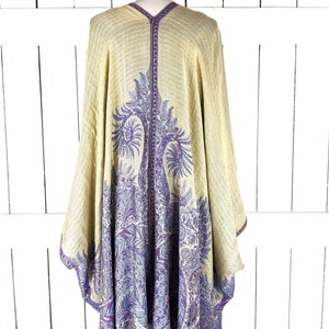 Purple floral reversible pashmina kimono cover up jacket with custom lengths and fringe detail image 4