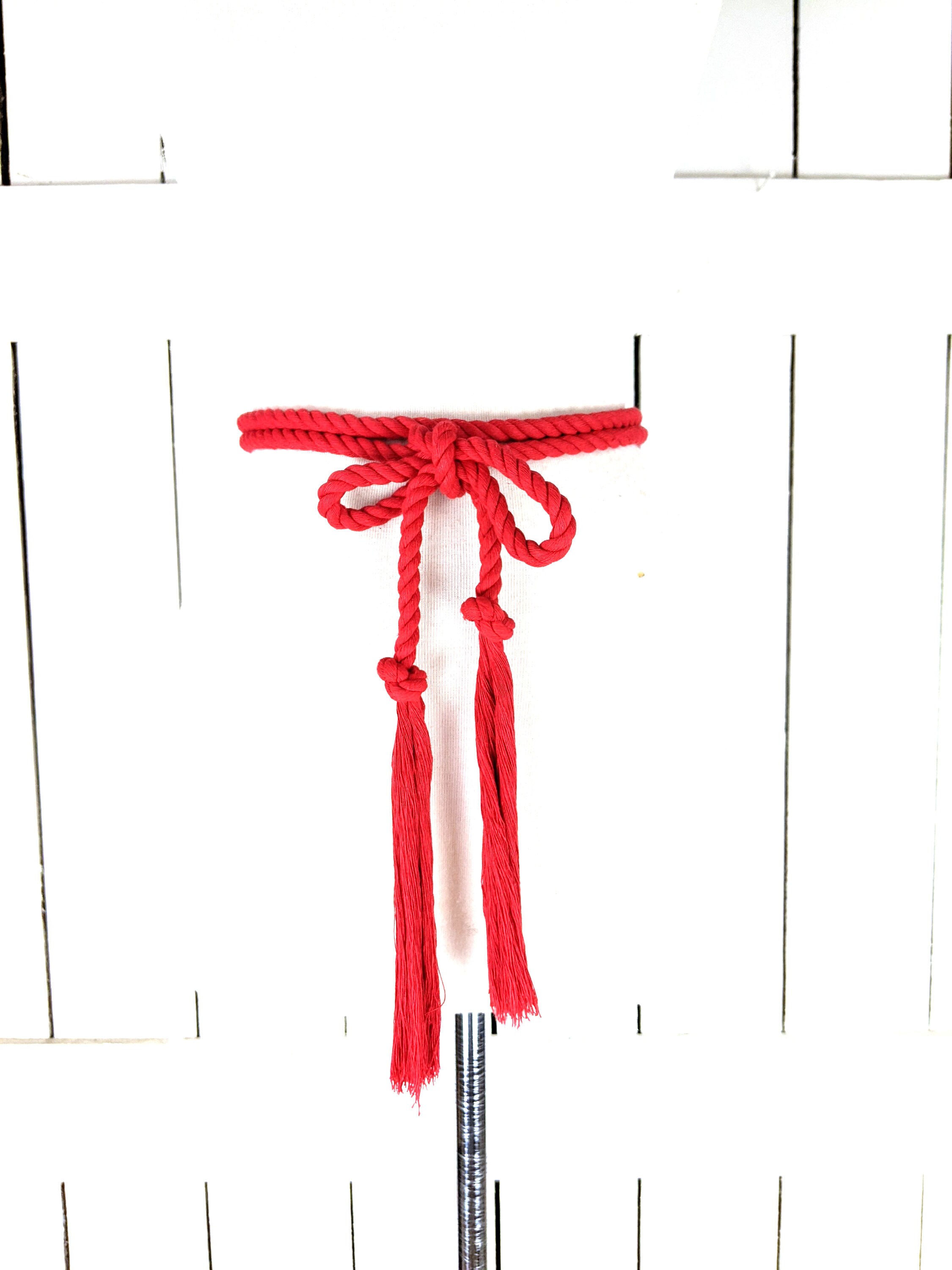 Red Braided Long Rope Knotted Tassel Chord Tie Belt - Etsy