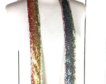 Rainbow Sequins Skinny Long Sash Tie Necklace Choker Belt - Etsy display picture 2