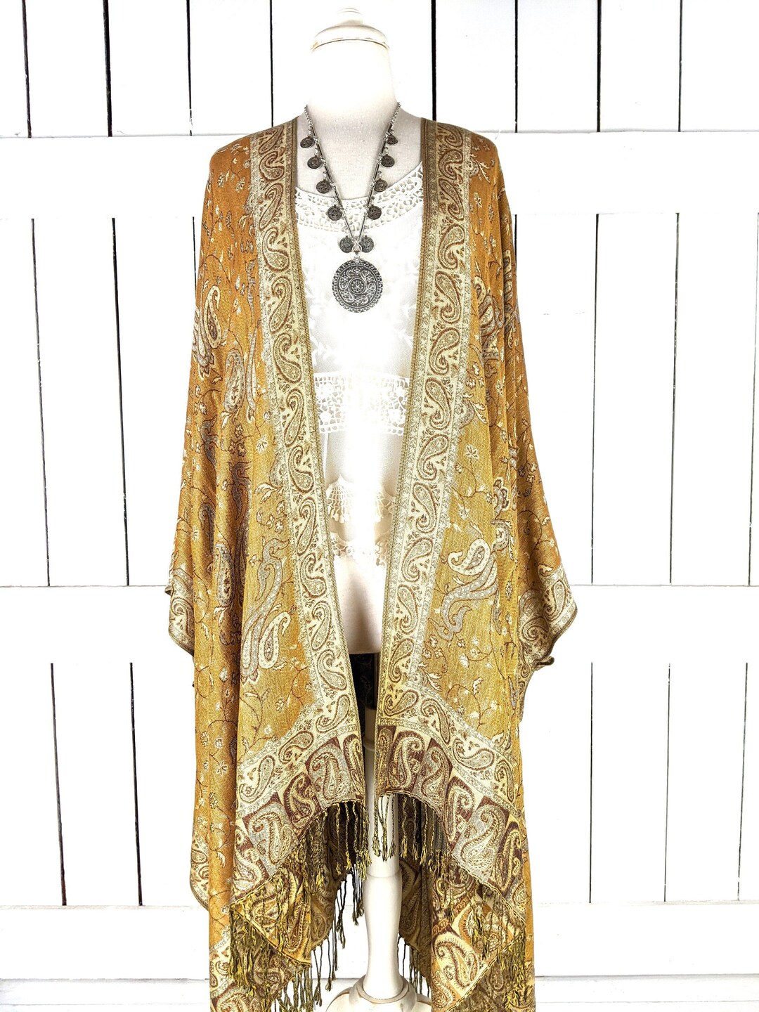 Kimono Style Pashmina With Fringe main image 0