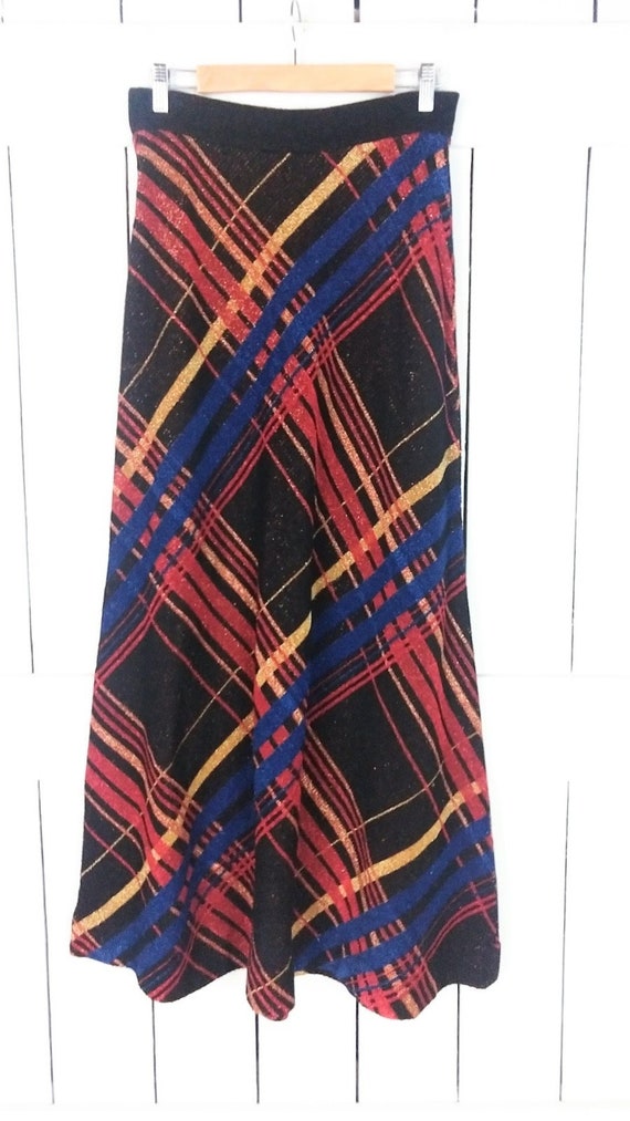 Vintage striped metallic stretch knit maxi skirt/… - image 2