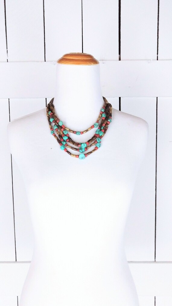 Turquoise /& Bone Layered Necklace
