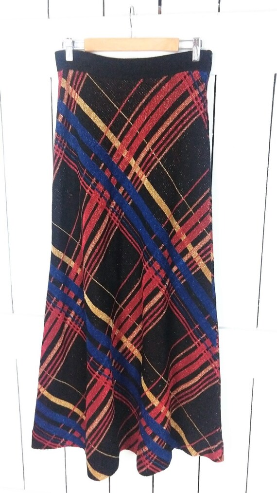 Vintage striped metallic stretch knit maxi skirt/… - image 4